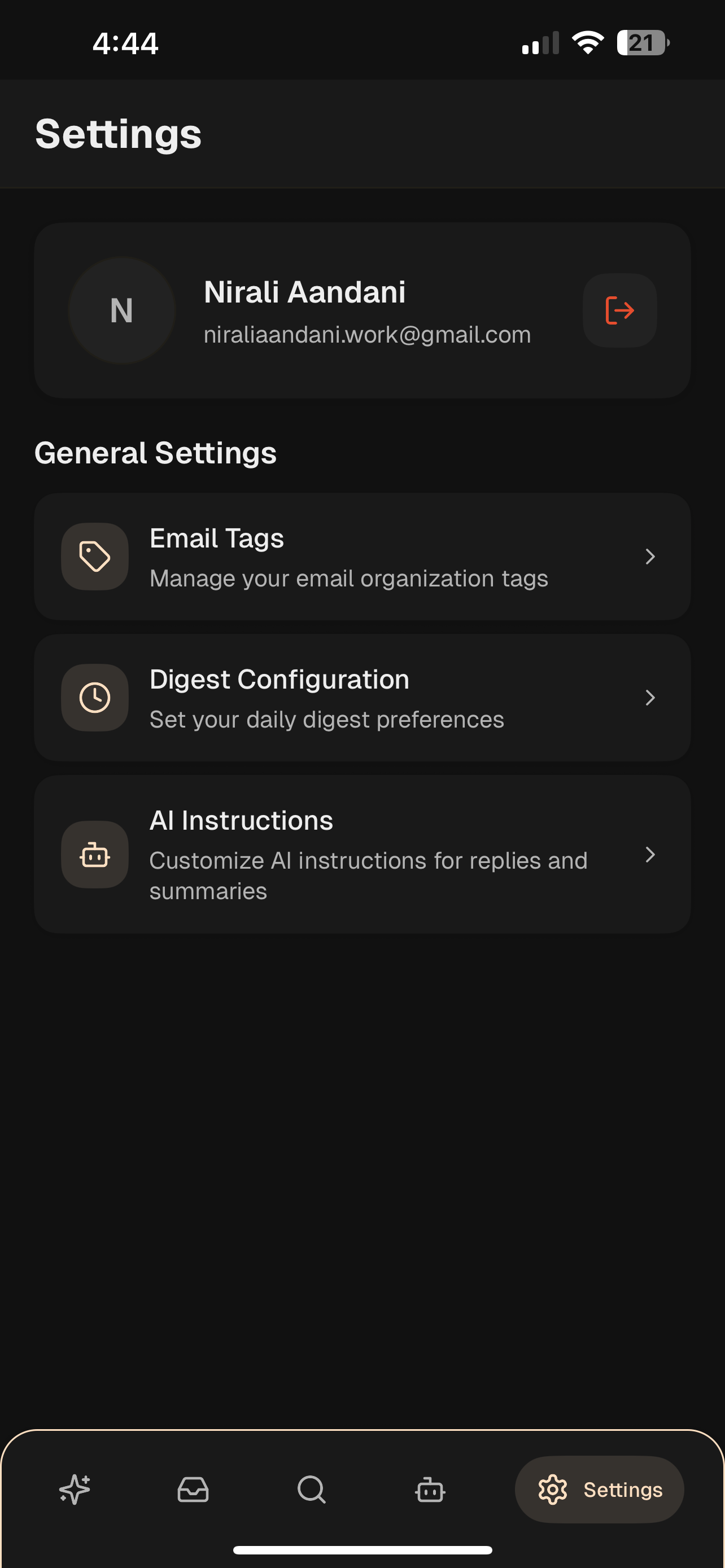Customizable Settings Hub